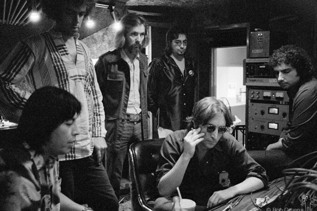 Jesse Ed Davis, Eddie Mottau, Klaus Voormann, Jim Keltner, John Lennon and Shelly Yakus, NYC - 1974