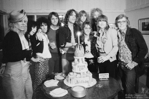 Sable Starr, New York Dolls, Shadoe Stevens, Peter Jordan, Rodney Bingenheimer and Bob Crewe, CA - 1973