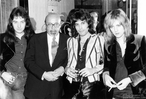 John Deacon, Ahmet Ertegun, Freddie Mercury and Roger Taylor, NYC - 1976