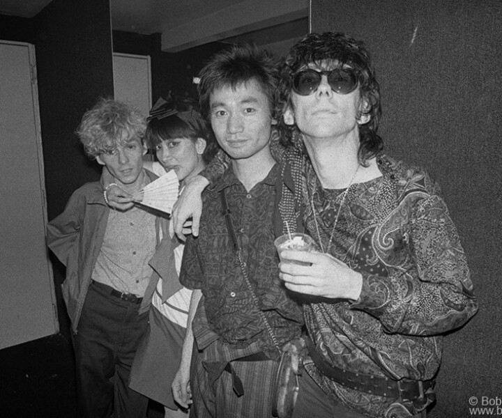 Dougie Bowne, Chica Sato, Toshio Nakanishi and Stiv Bators, Ritz, NYC. August 2, 1981. Image #: IggyPop881_1-35_1981 © Bob Gruen