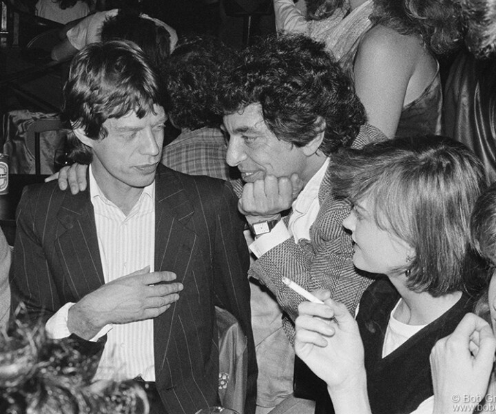 Mick Jagger and Jerry Brandt, Ritz, NYC. May 1983. Image #: MickJagger583_1-18a_1983 © Bob Gruen