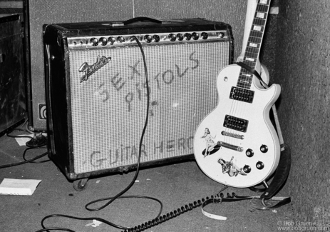 Steve Jones&#039; guitar and amp, London - 1976