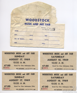 Woodstock Festival Tickets - 1969